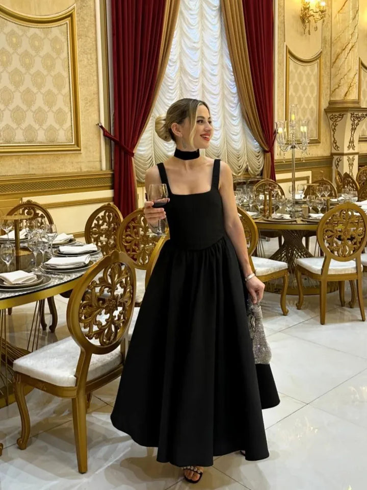 Valantomode | Chic Black Fit-and-Flare Dress for Effortless Elegance