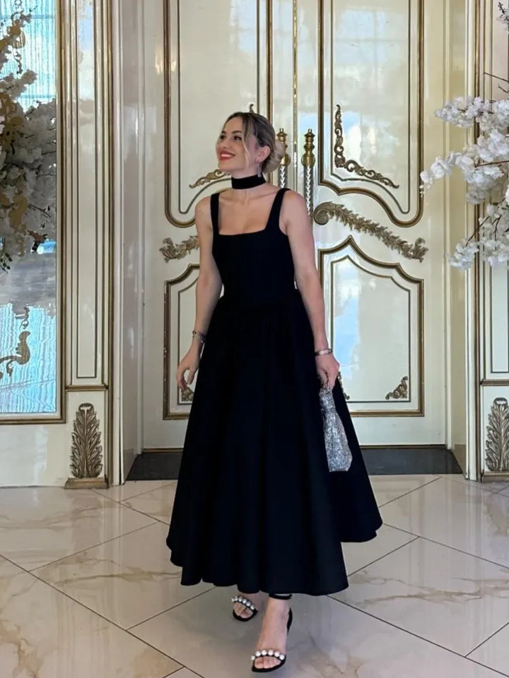 Valantomode | Chic Black Fit-and-Flare Dress for Effortless Elegance