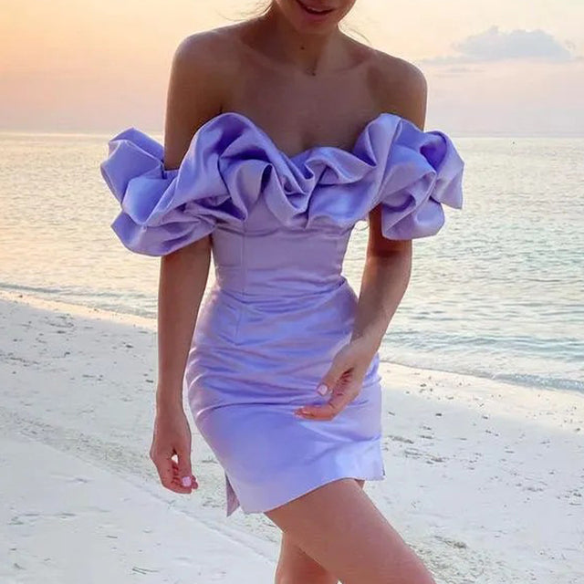 Valantomode | Chic Off-Shoulder Ruffled Cocktail Dress for Parties