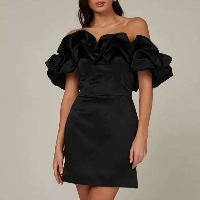 Valantomode | Chic Off-Shoulder Ruffled Cocktail Dress for Parties