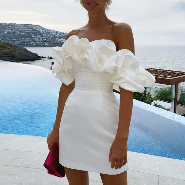 Valantomode | Chic Off-Shoulder Ruffled Cocktail Dress for Parties
