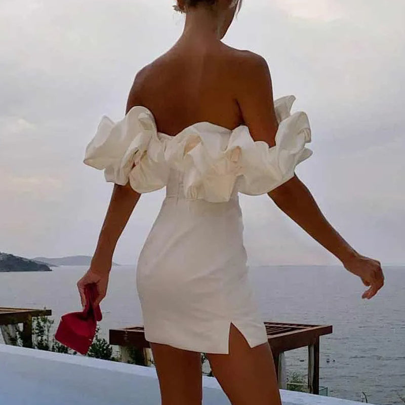 Valantomode | Chic Off-Shoulder Ruffled Cocktail Dress for Parties
