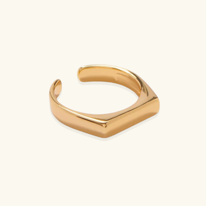 Valantomode | Plated Geometric Open-Ended Ring with Minimalist Monolithic Architecture