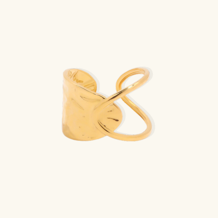 Valantomode | Plated Elise Ring with Linear-Helical Architecture and Open-Ended Geometry