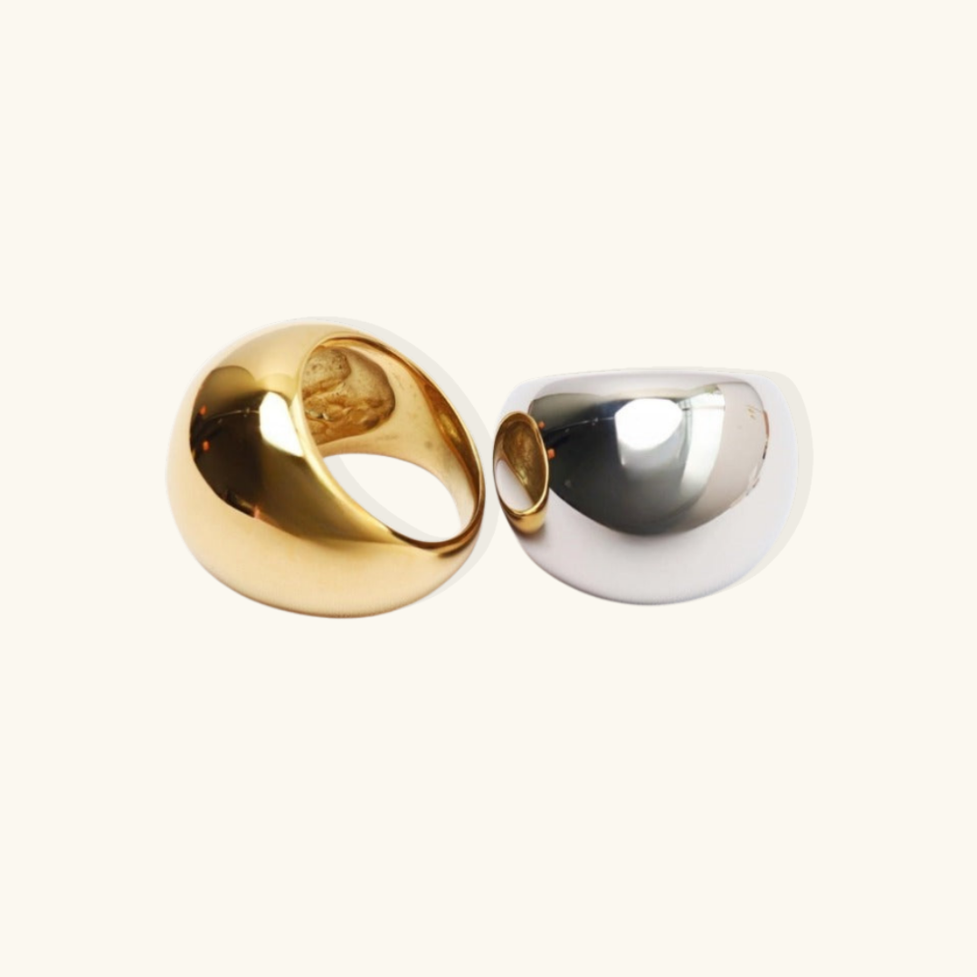 Valantomode | Plated Ella Dome Ring with Monolithic Convex Architecture and High-Mass Geometry