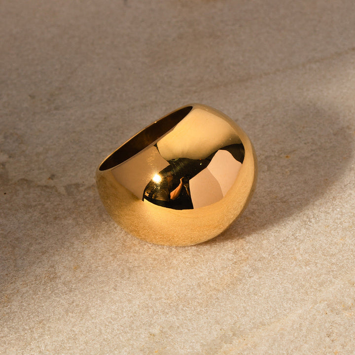 Valantomode | Plated Ella Dome Ring with Monolithic Convex Architecture and High-Mass Geometry