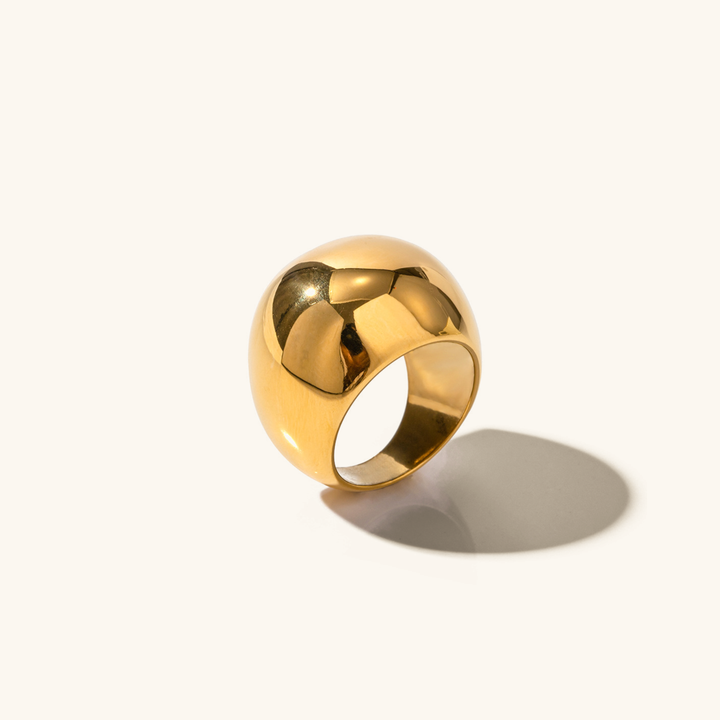 Valantomode | Plated Ella Dome Ring with Monolithic Convex Architecture and High-Mass Geometry