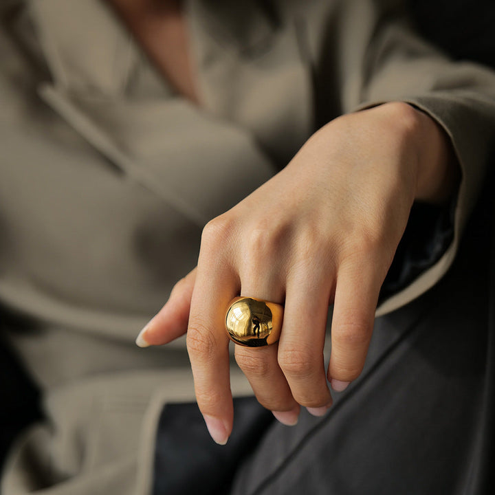 Valantomode | Plated Ella Dome Ring with Monolithic Convex Architecture and High-Mass Geometry