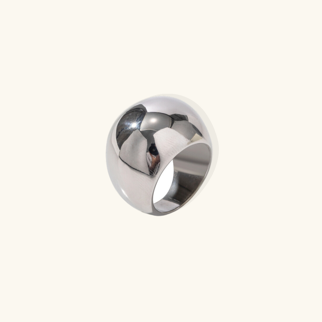Valantomode | Plated Ella Dome Ring with Monolithic Convex Architecture and High-Mass Geometry