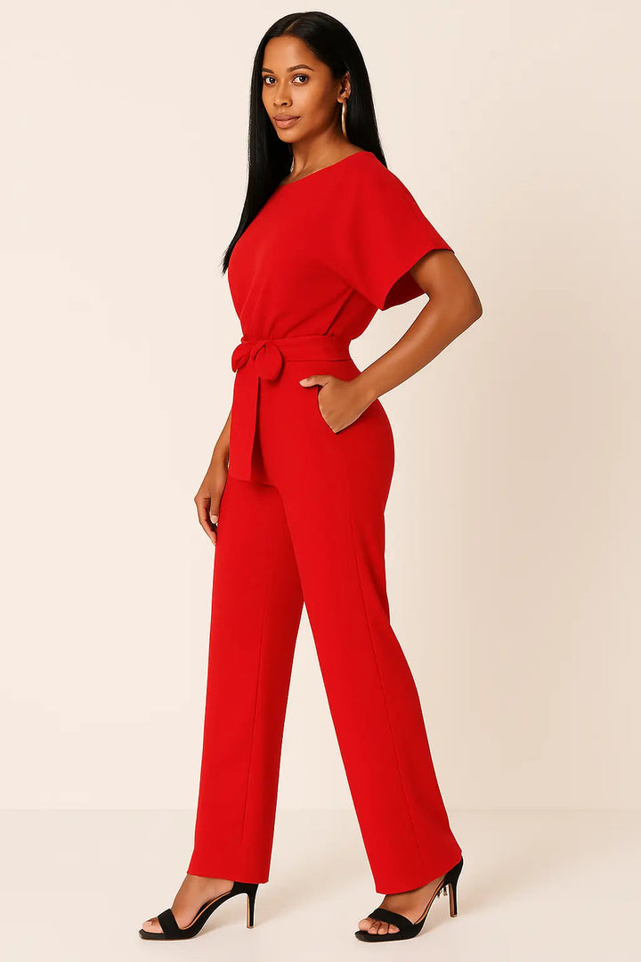 Valantomode | Stylish Tie-Belt Jumpsuit Dress for Women This Season