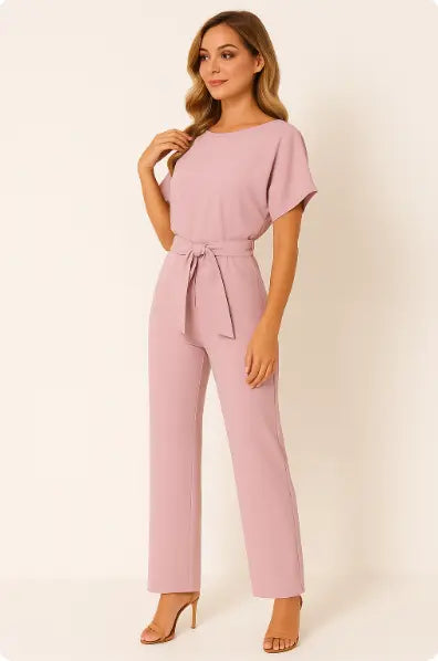 Valantomode | Stylish Tie-Belt Jumpsuit Dress for Women This Season
