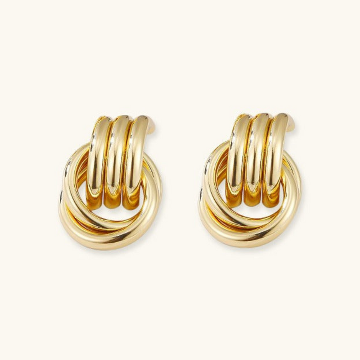 Valantomode | Plated Emma Layered Earrings with Interlocking Radial Architecture