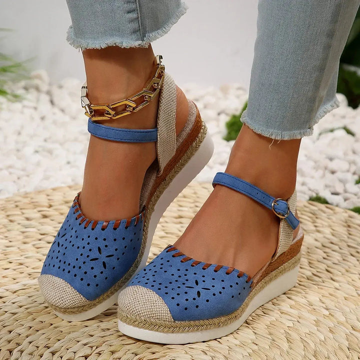 Valantomode | Women's Espadrille Wedge Sandals with Closed Toe Design