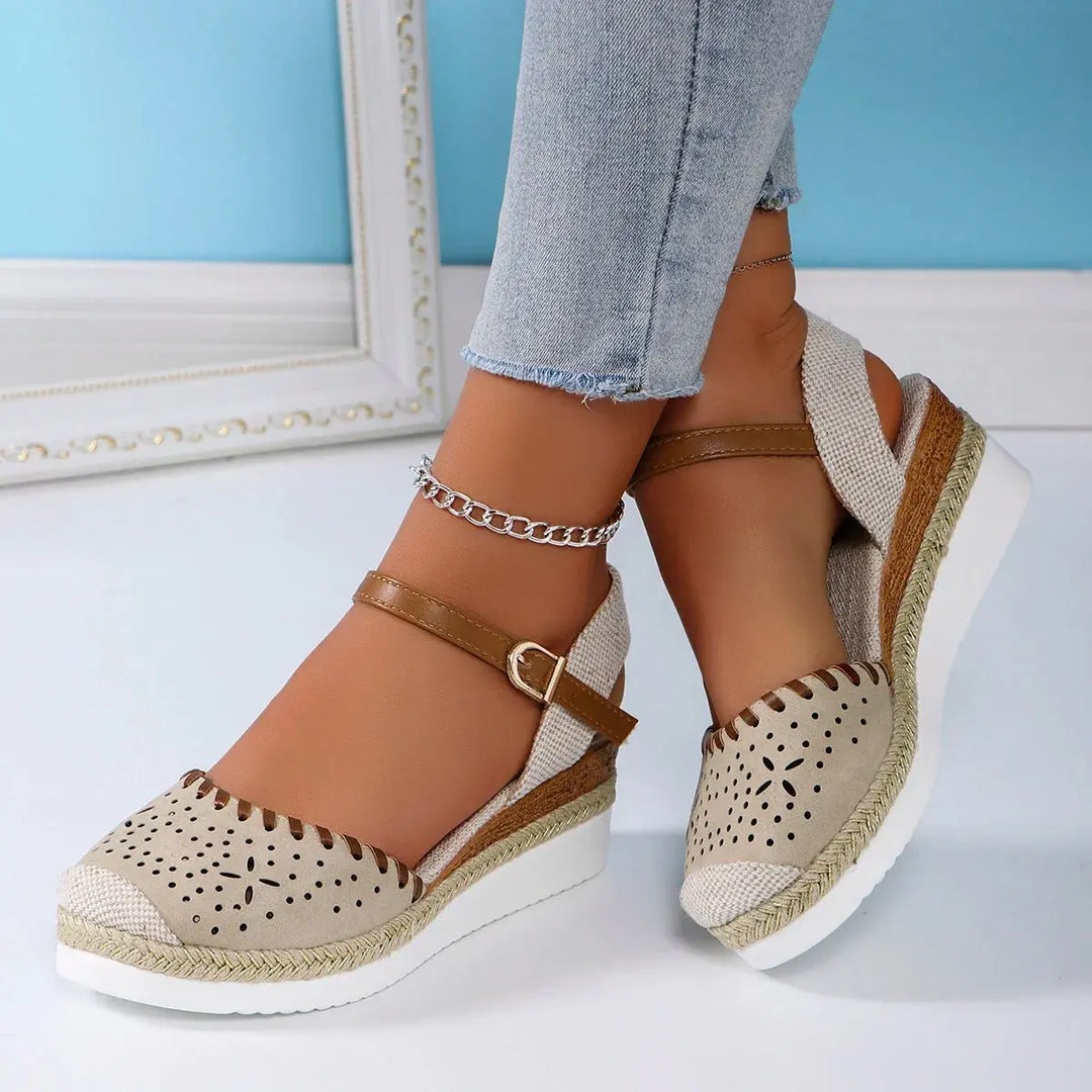 Valantomode | Women's Espadrille Wedge Sandals with Closed Toe Design