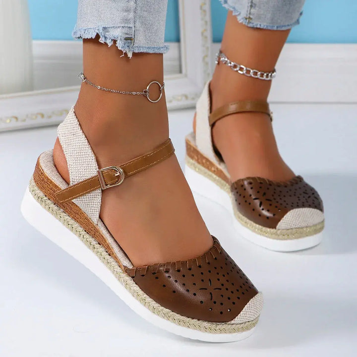 Valantomode | Women's Espadrille Wedge Sandals with Closed Toe Design