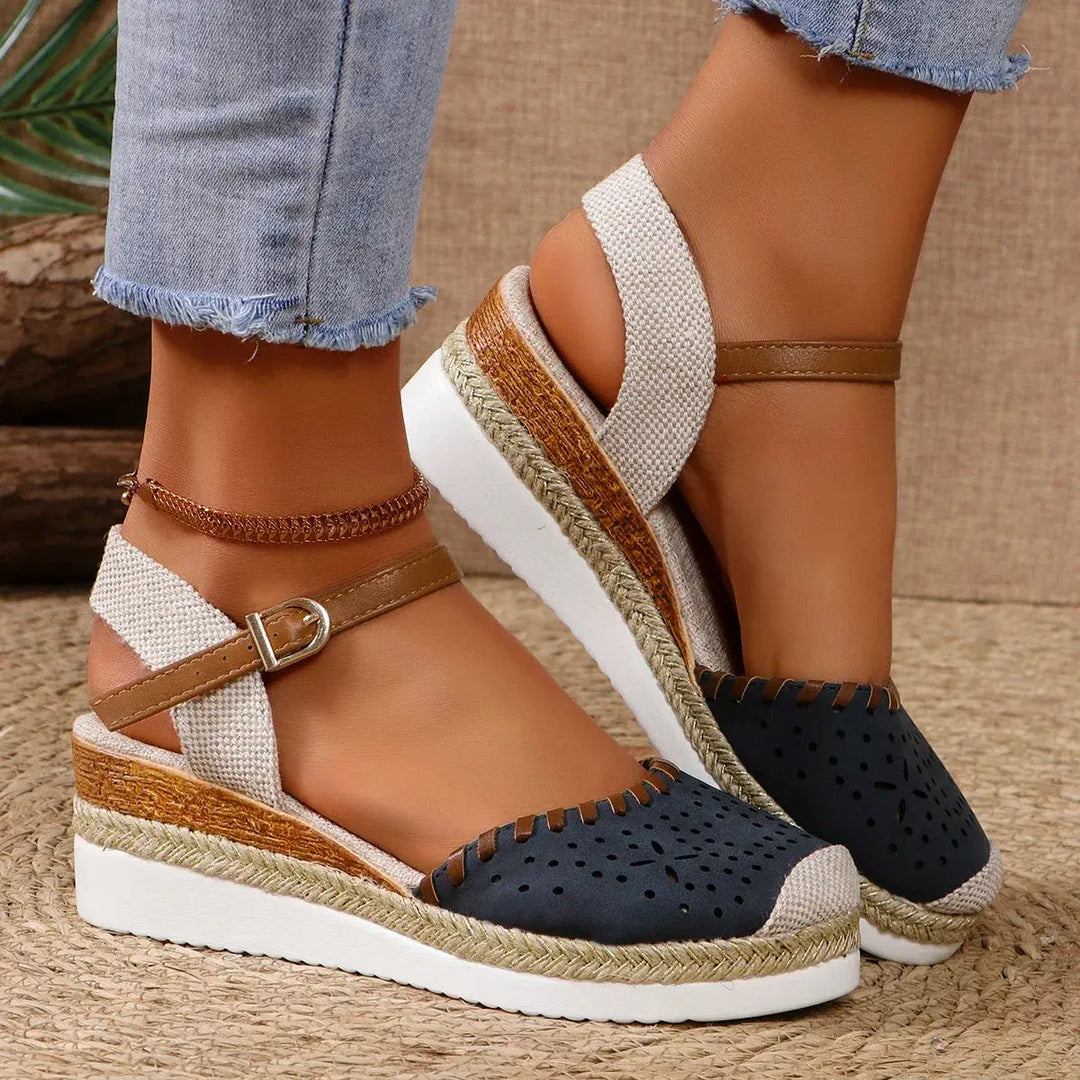 Valantomode | Women's Espadrille Wedge Sandals with Closed Toe Design