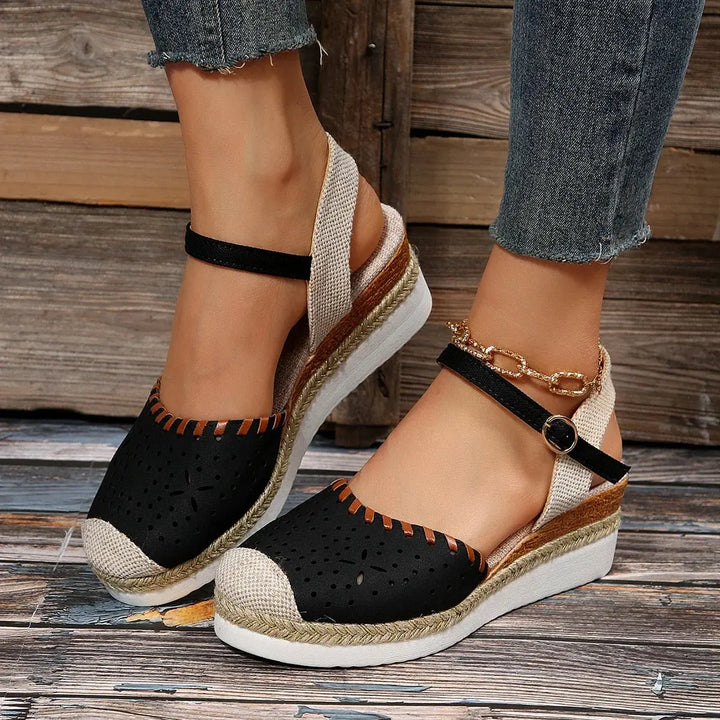 Valantomode | Women's Espadrille Wedge Sandals with Closed Toe Design