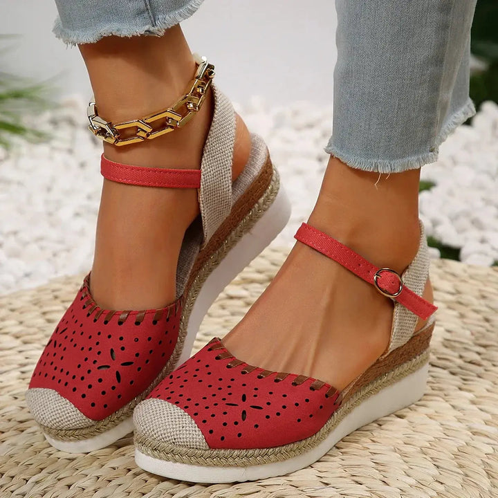 Valantomode | Women's Espadrille Wedge Sandals with Closed Toe Design