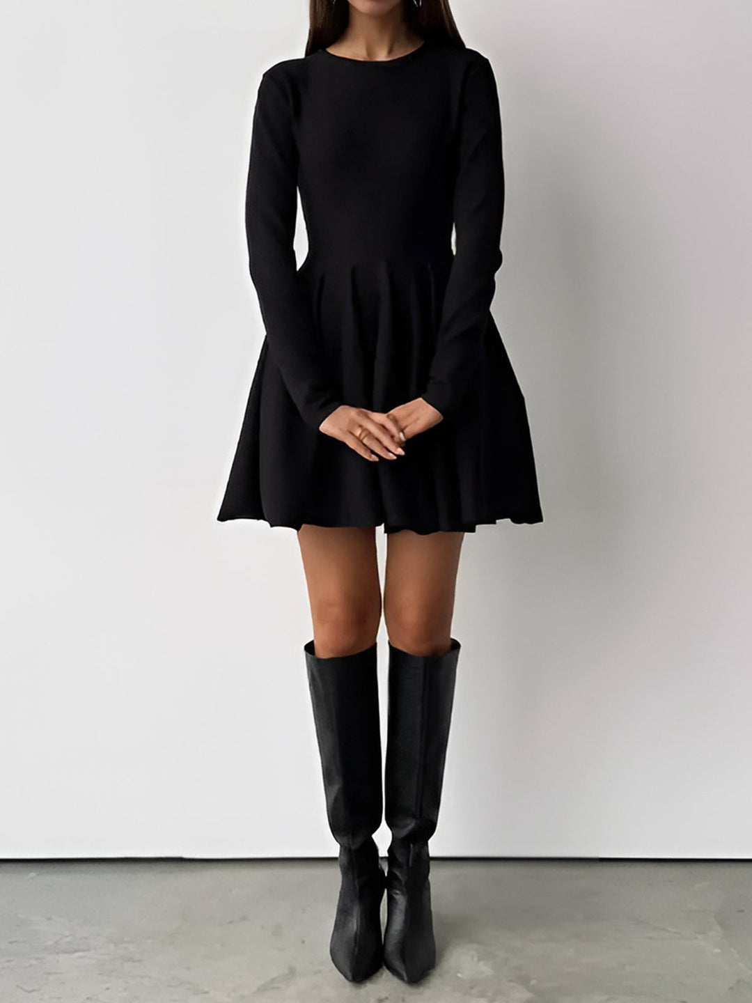 Valantomode | Stylish Fit and Flare Dress with Long Sleeves for Women