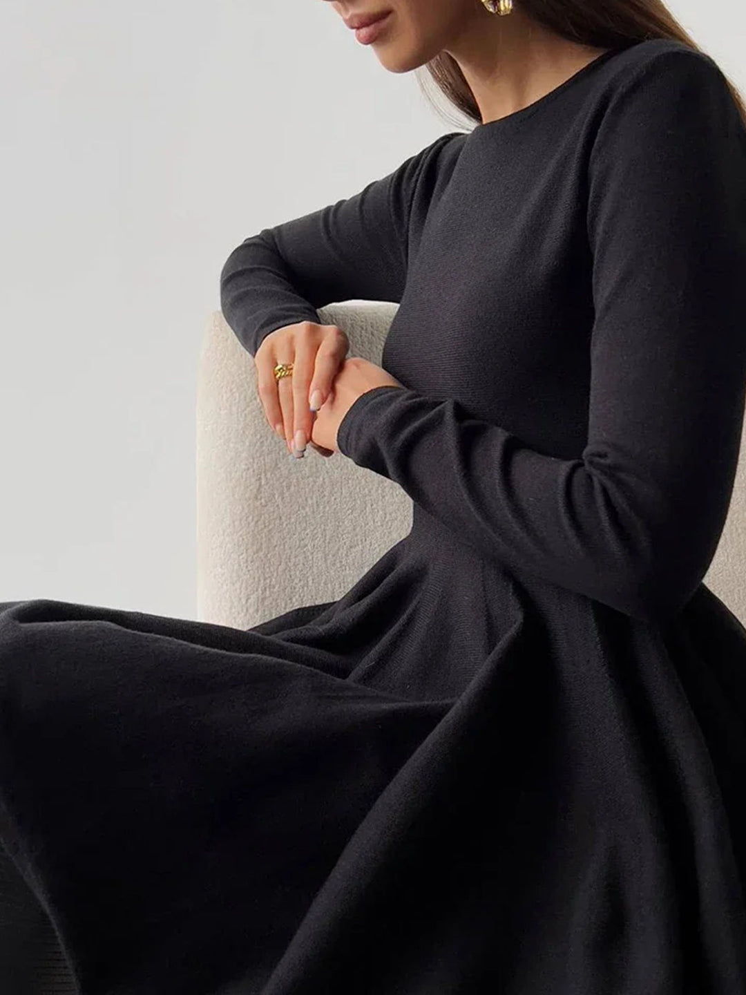 Valantomode | Stylish Fit and Flare Dress with Long Sleeves for Women