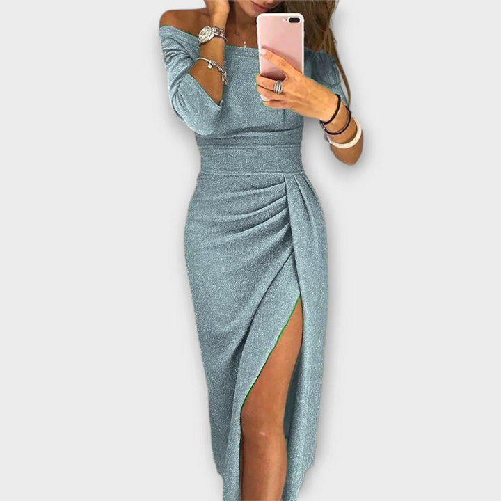Valantomode | Stylish Midi Dress with Chic Side Slit for Fashion Lovers