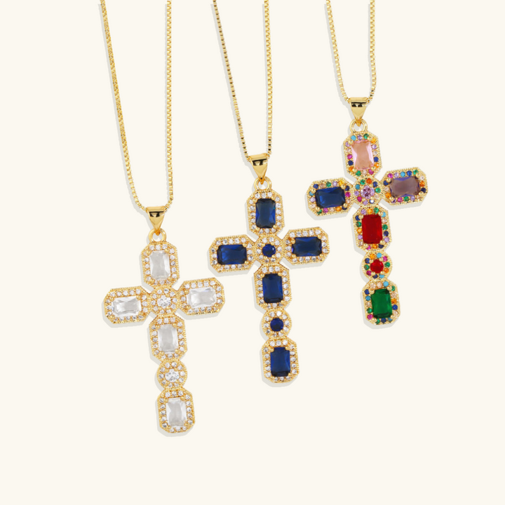 Valantomode | Plated Cruciform Pendant Necklace with High-Refractive Cubic Zirconia Assets