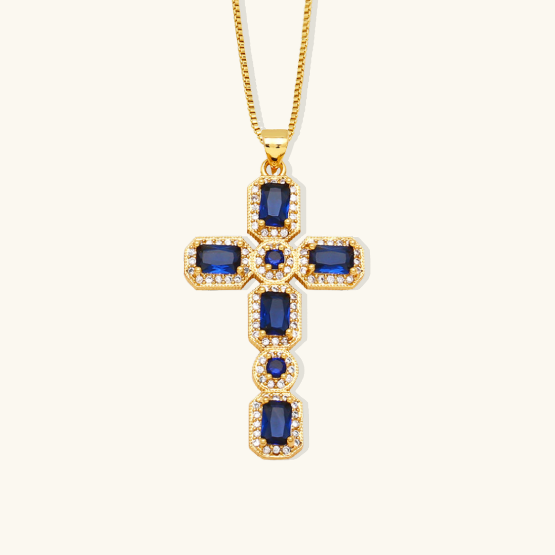 Valantomode | Plated Cruciform Pendant Necklace with High-Refractive Cubic Zirconia Assets