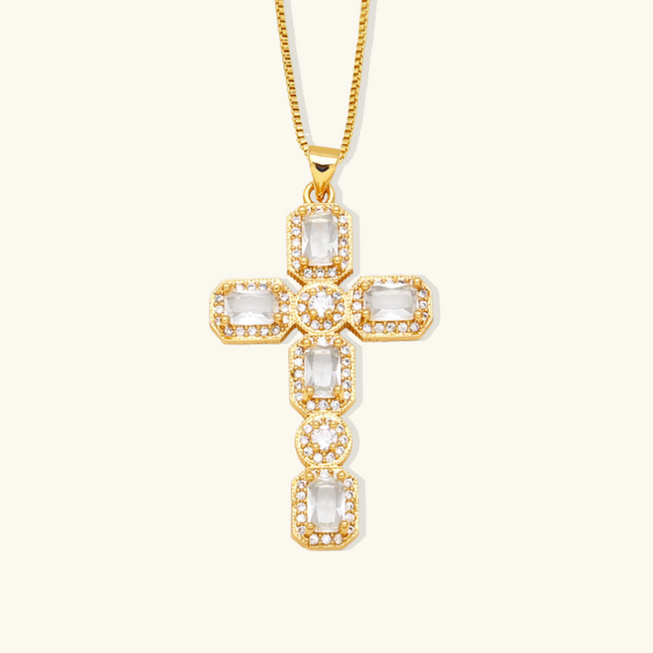 Valantomode | Plated Cruciform Pendant Necklace with High-Refractive Cubic Zirconia Assets