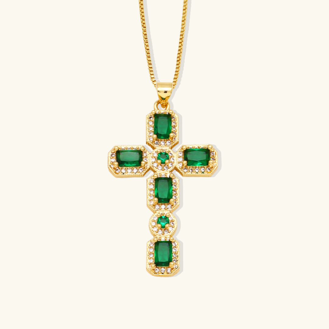 Valantomode | Plated Cruciform Pendant Necklace with High-Refractive Cubic Zirconia Assets
