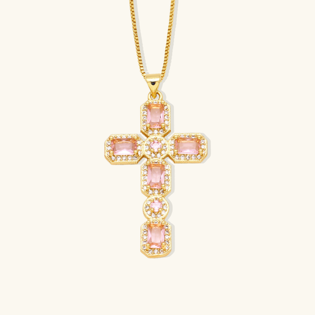 Valantomode | Plated Cruciform Pendant Necklace with High-Refractive Cubic Zirconia Assets