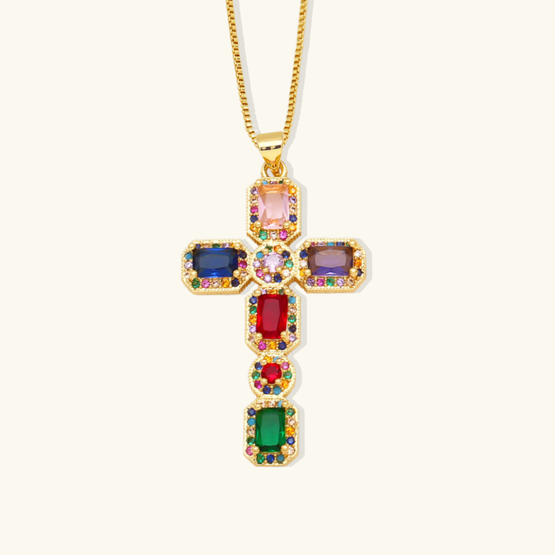 Valantomode | Plated Cruciform Pendant Necklace with High-Refractive Cubic Zirconia Assets