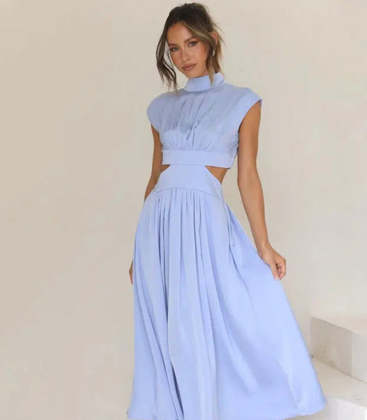 Valantomode | Chic Maxi Dress with Stylish Waist Cut-out Design