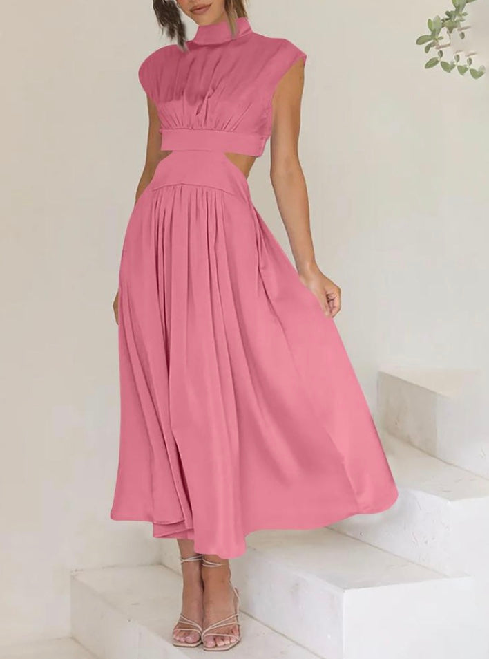 Valantomode | Chic Maxi Dress with Stylish Waist Cut-out Design