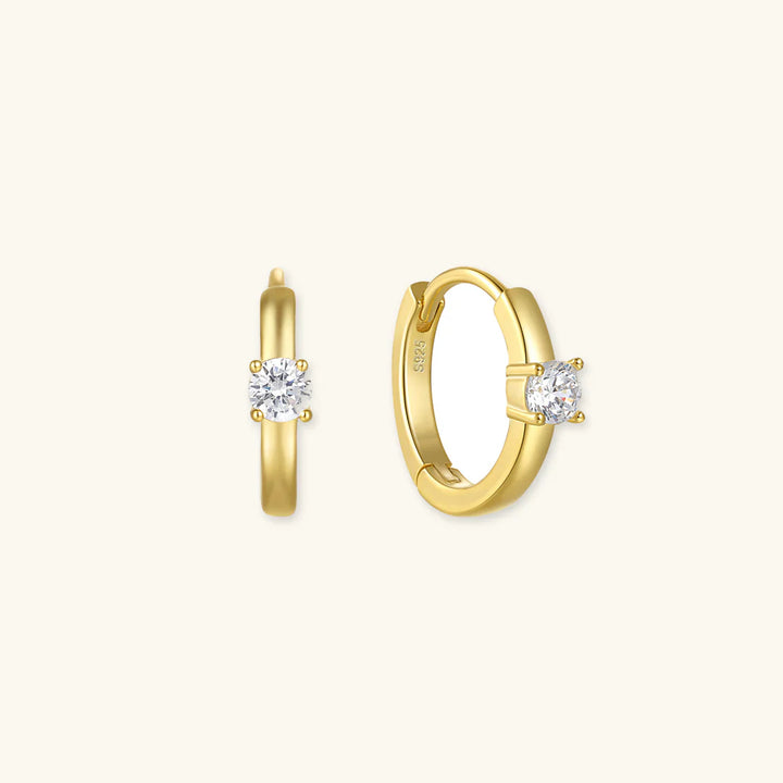 Valantomode | Gold Plated Micro-Hoop Earrings with CZ for Women