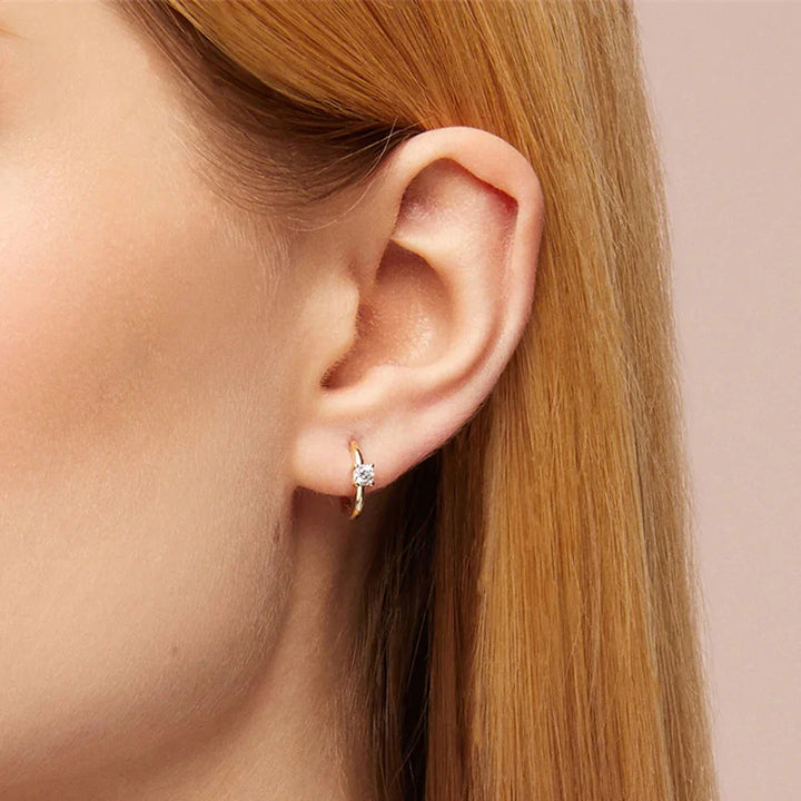 Valantomode | Gold Plated Micro-Hoop Earrings with CZ for Women