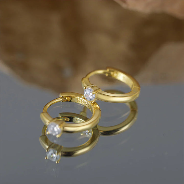 Valantomode | Gold Plated Micro-Hoop Earrings with CZ for Women