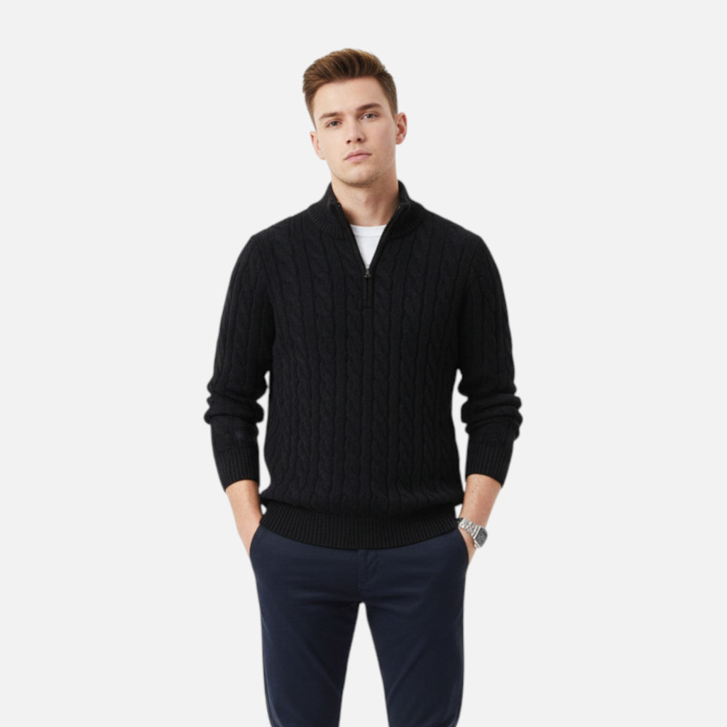 ValantoMode | Men’s Cable Knit Quarter-Zip Sweater