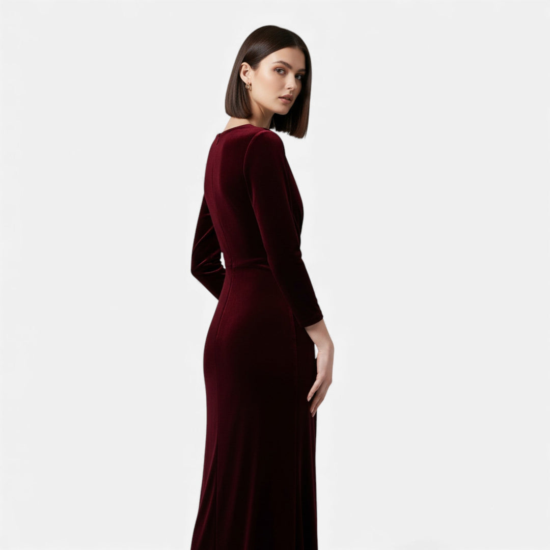Valantomode | Women’s Draped Velvet Wrap Dress