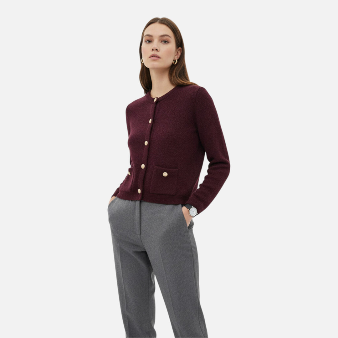 Valantomode | Women’s Soft Knit Cardigan with Golden Buttons