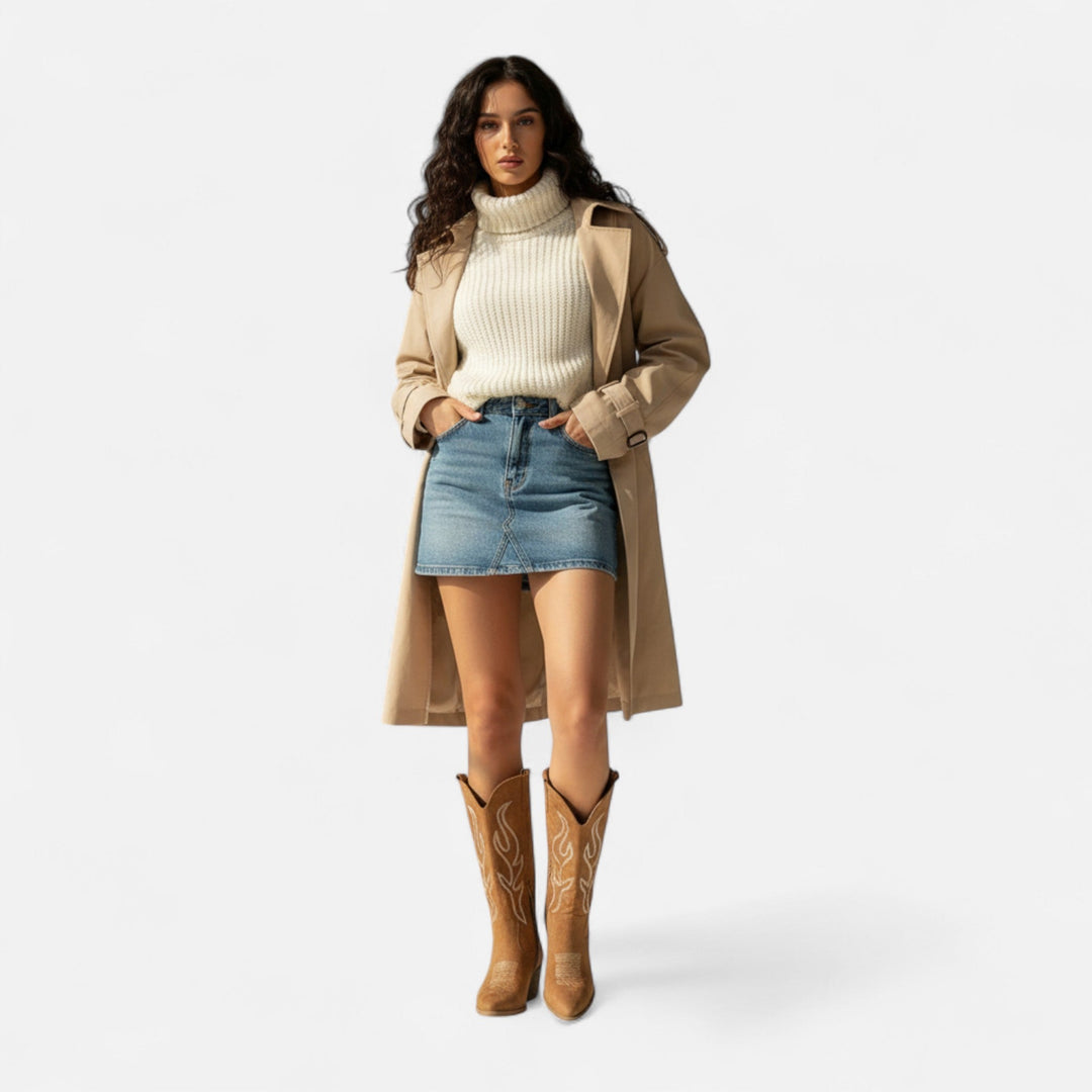 Valantomode | Women’s Chunky Heel Cowboy Boots