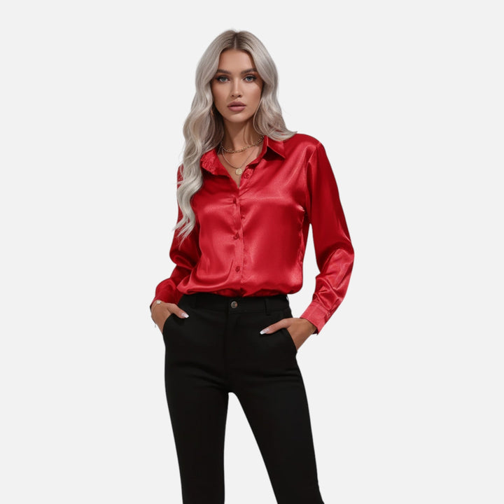Valantomode | Women’s Premium Satin Blouse – Satin Sovereignty & Fluid Command