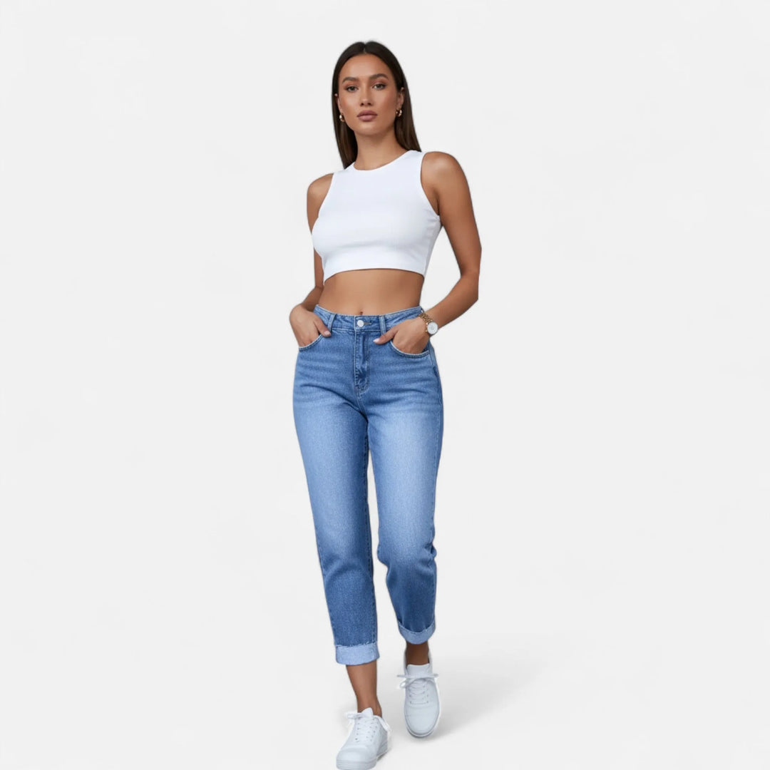 Valantomode | Women’s Stretch Denim Regular-Fit Jeans