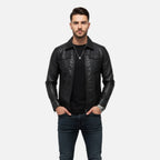 ValantoMode | Men’s Black Leather Coat – Modern Fit