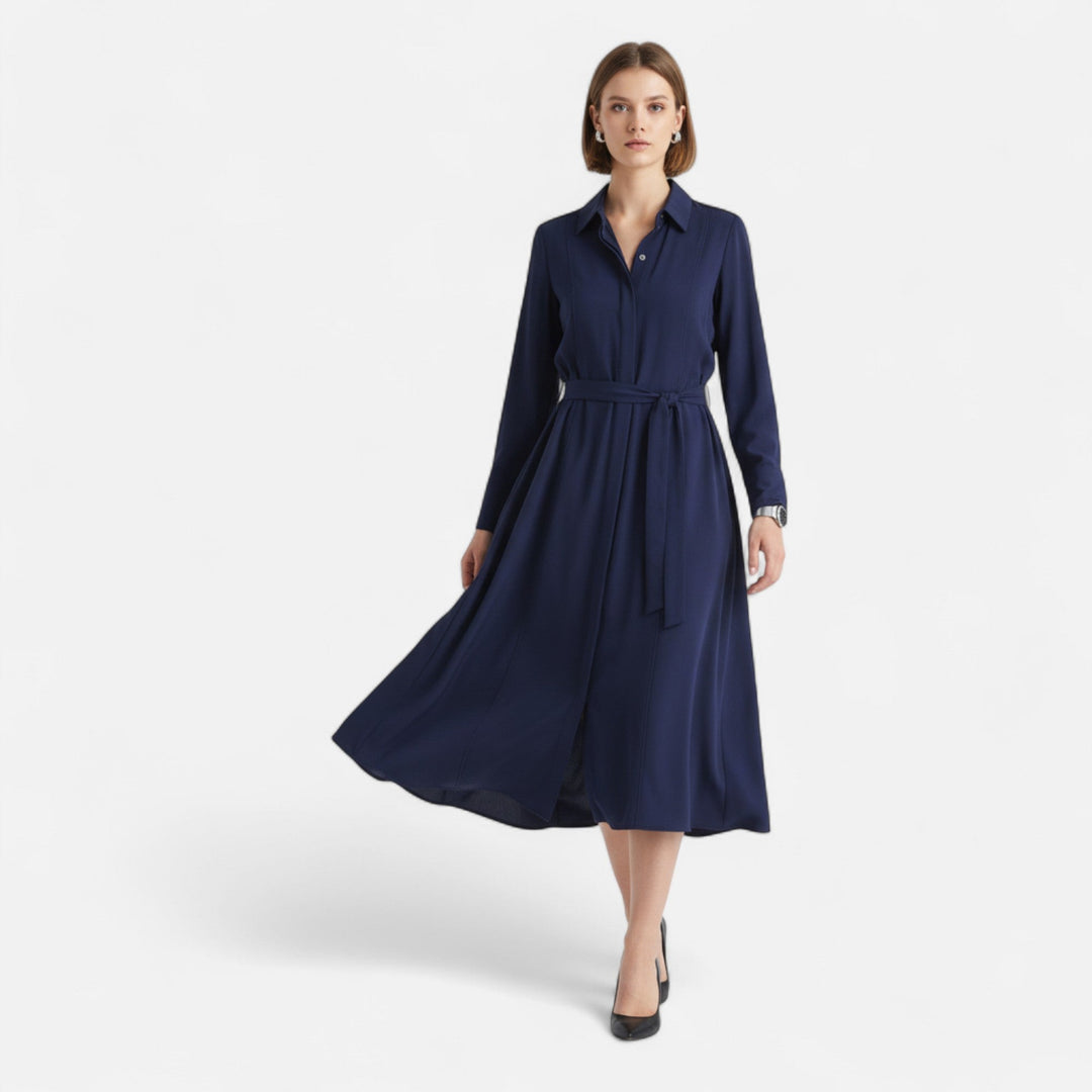 Valantomode | Women’s Slim-Fit Cotton-Blend Midi Dress with Belt