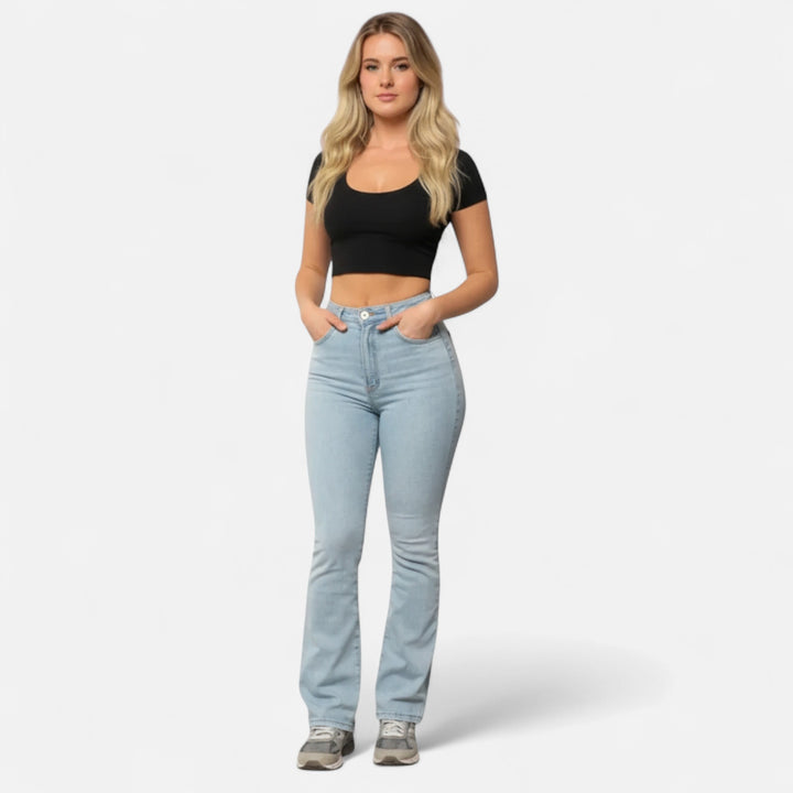 Valantomode | Women’s High-Waist Flared Stretch Jeans