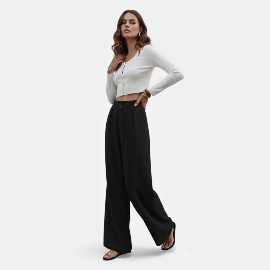 Valantomode | Women’s Relaxed Wide-Leg Trousers – Statuesque Sovereignty & Linear Poise
