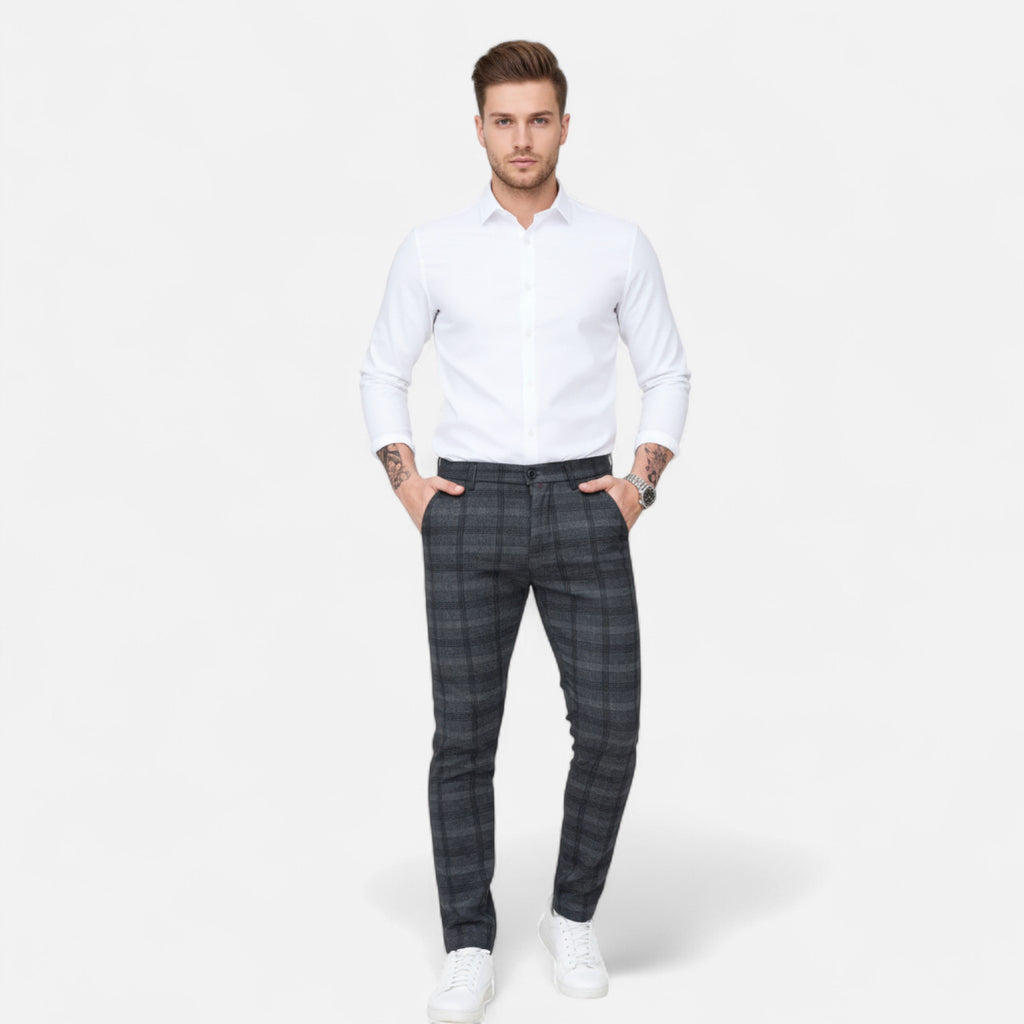 ValantoMode | Men’s Slim-Fit British Plaid Work Trousers