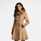 Valantomode | Women’s Wool Belted Fur-Collar Coat
