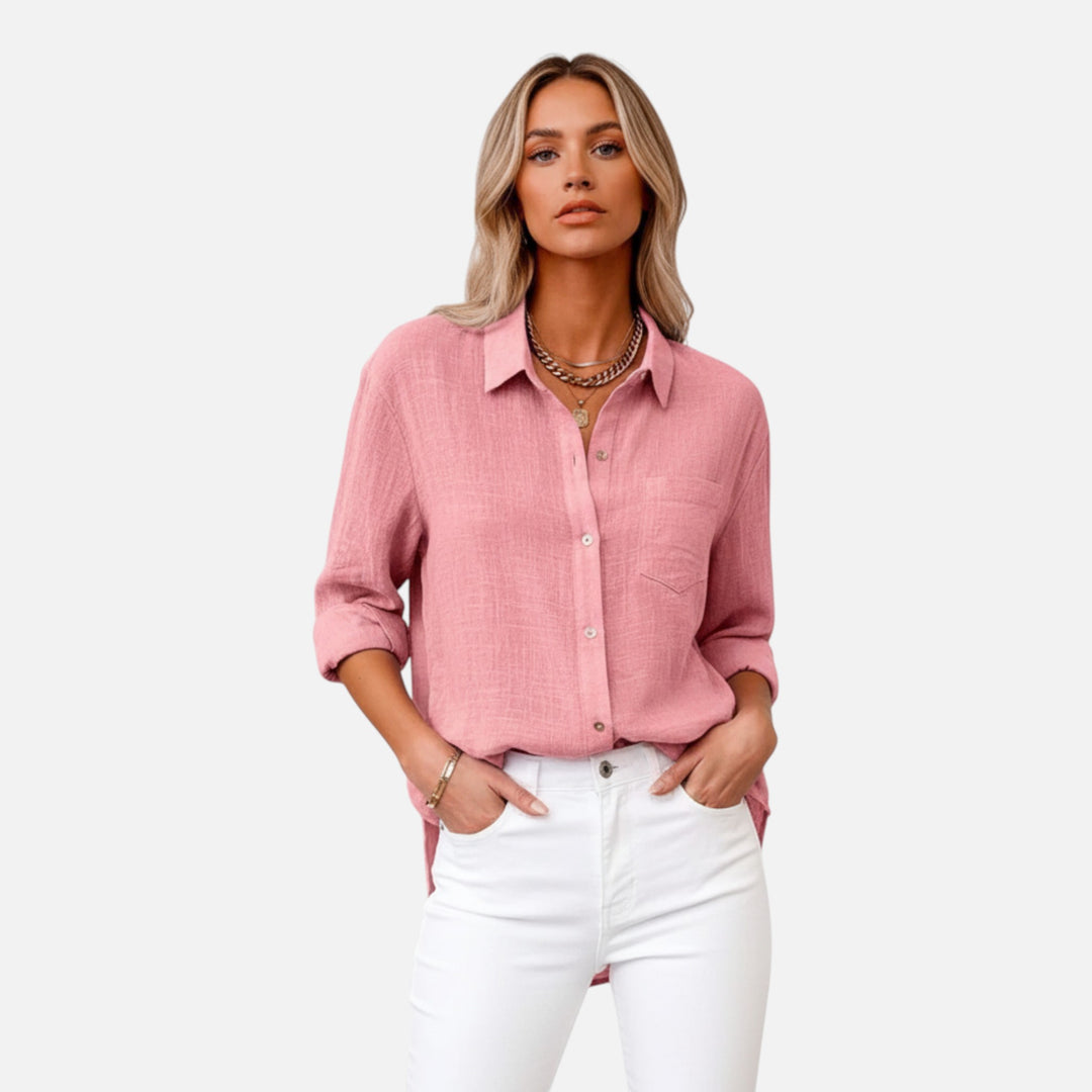 Valantomode | Women’s Chic Linen Button-Down Blouse