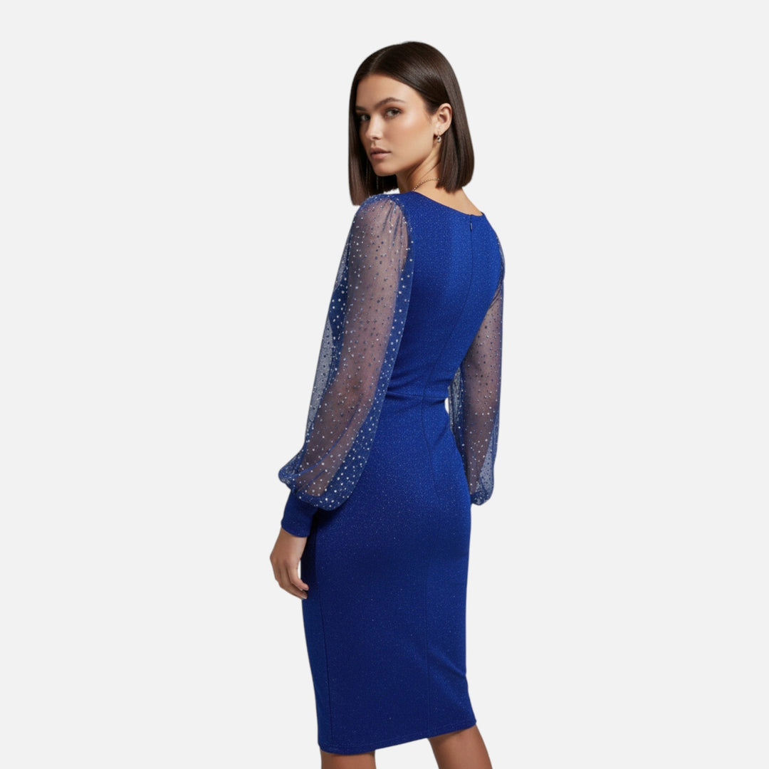 Valantomode | Women’s V-Neck Sequin Mesh Bodycon Dress – High-Octane Evening Glamour